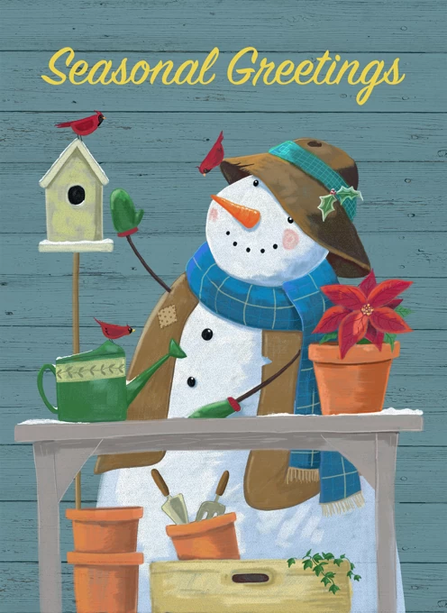 Seasonal Greetings Gardening Snowman