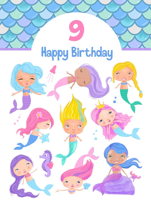 9th Birthday Pretty Mermaids