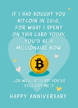 Bitcoin Funny Anniversary Card