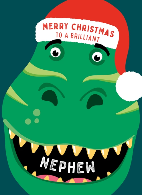 Dinosaur Christmas Card for Nephew