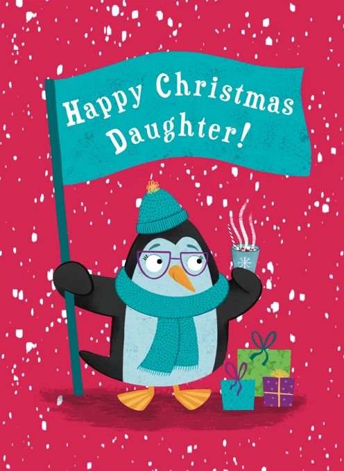 Cute Penguin Daughter Christmas Card