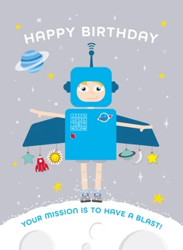 Space Boy Birthday Card