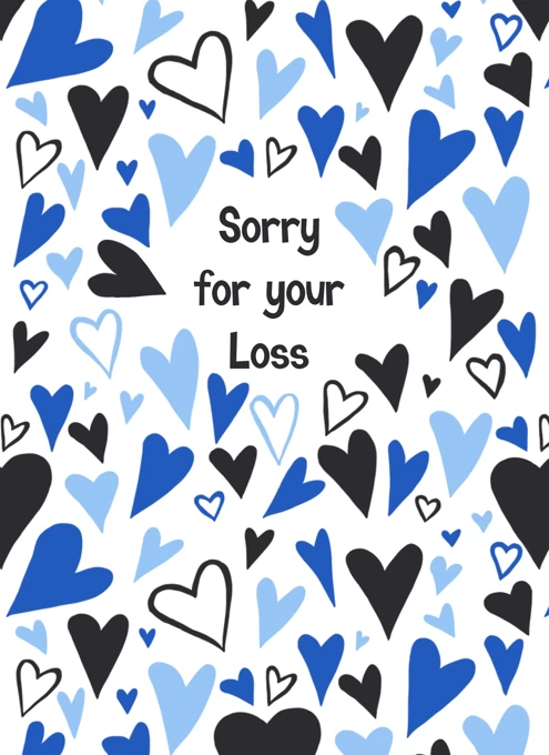 Sorry For Your Loss Sympathy Blue Hearts