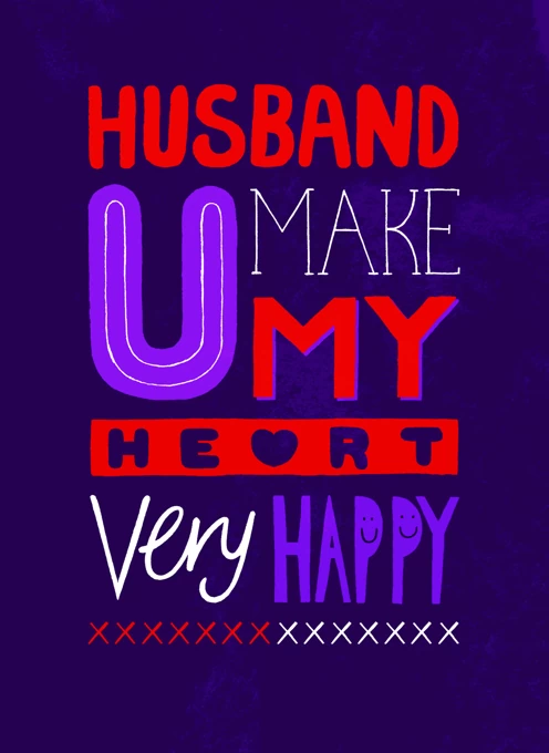 Happy Heart Husband Anniversary Card