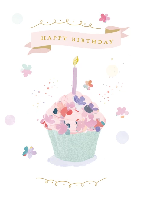 Confetti Cupcake Happy Birthday Card