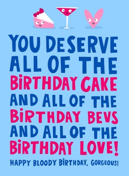 Funny You Deserve All The Cake Text-Based Typographic Birthday Card
