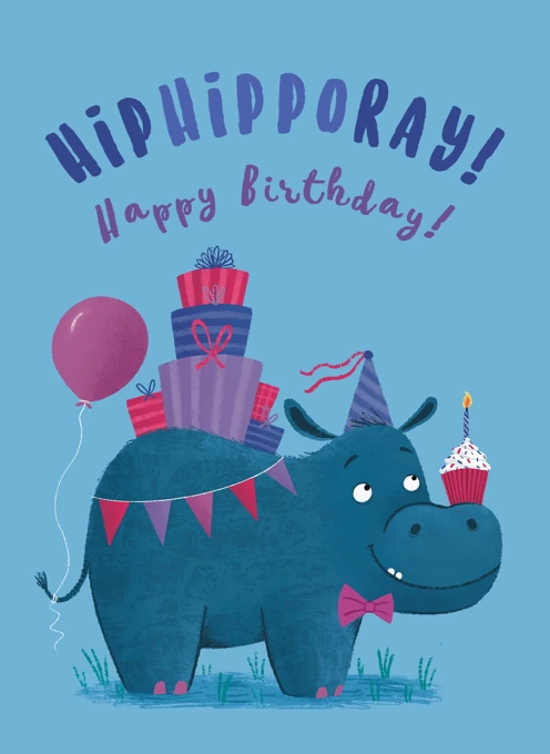 Hiphipporay! Happy Birthday Hippo birthday Card