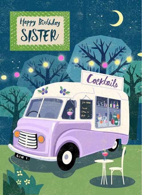 Sister Cocktail Van Birthday Card