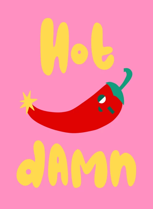 Funny Chilli Pepper Hot Damn Valentine's Card
