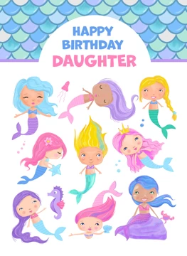 Daughter Birthday Cute Mermaids