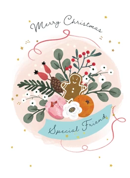 Special Friend Festive Floral Foiled Christmas Card