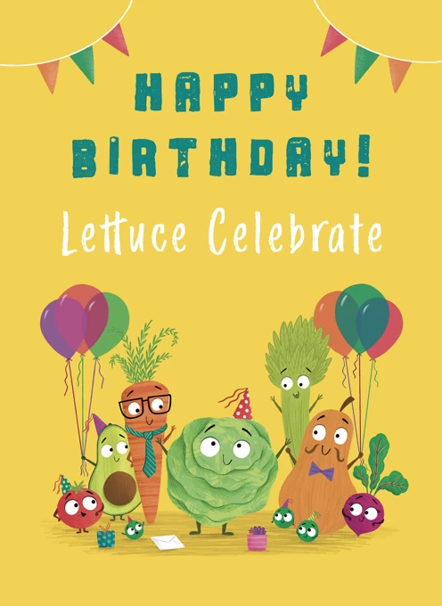 Happy Birthday Lettuce Celebrate Vegetable Birthday Card