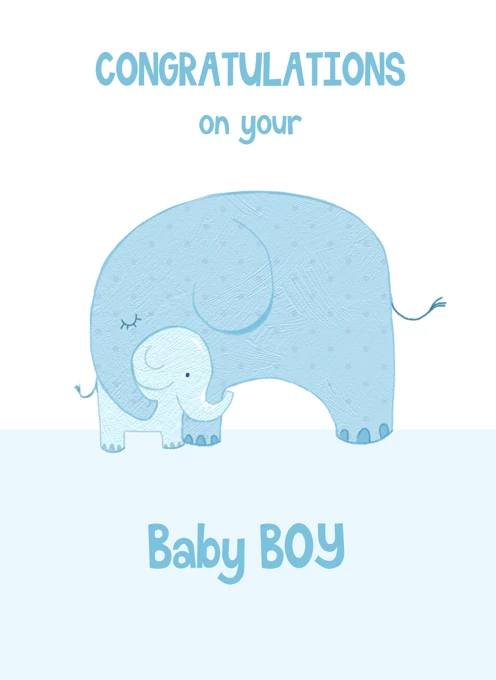 Birth of baby boy greetings card