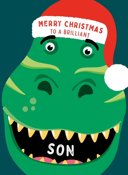 Dinosaur Christmas Card For Son