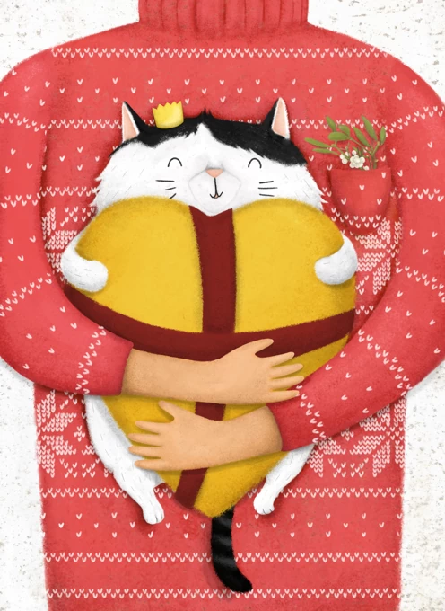 Christmas Cat and Heart