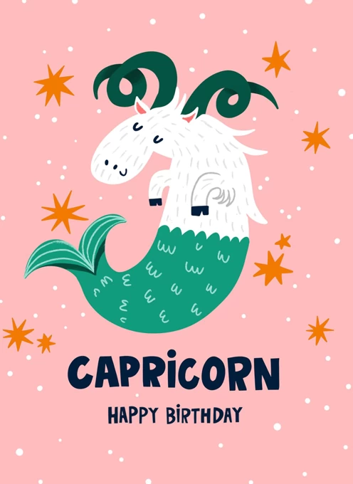 Capricorn Birthday Card by Lucy Maggie Designs