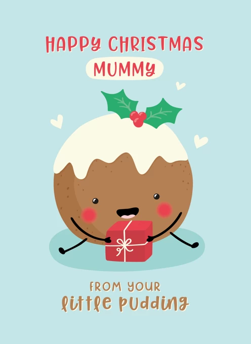 Little Pudding Mummy Christmas Card by Macie Dot Doodles | Cardly