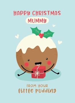 Little Pudding Mummy Christmas Card