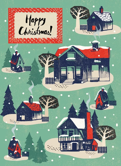 Winter Houses Christmas Card