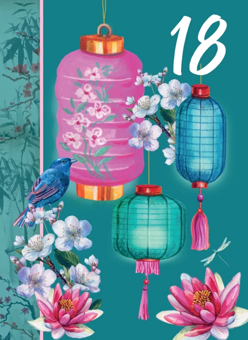 18th Floral Decorative Birthday Card