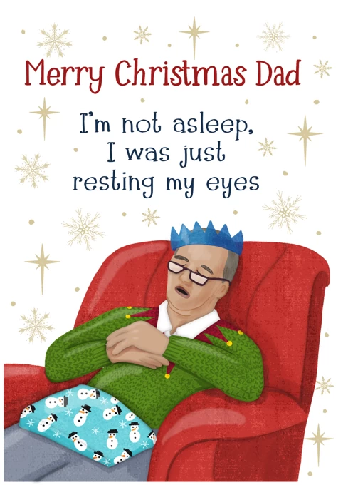 Just Resting My Eyes Dad Christmas Card