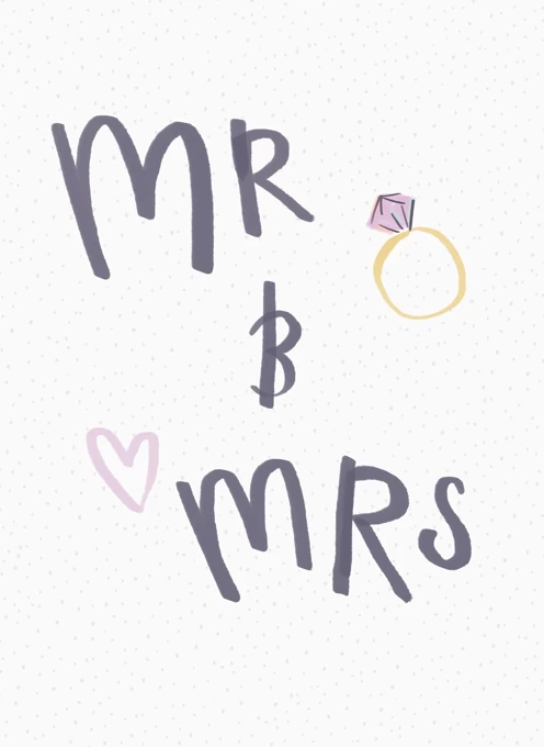 Simple Mr & Mrs Wedding Engagement or Wedding Card