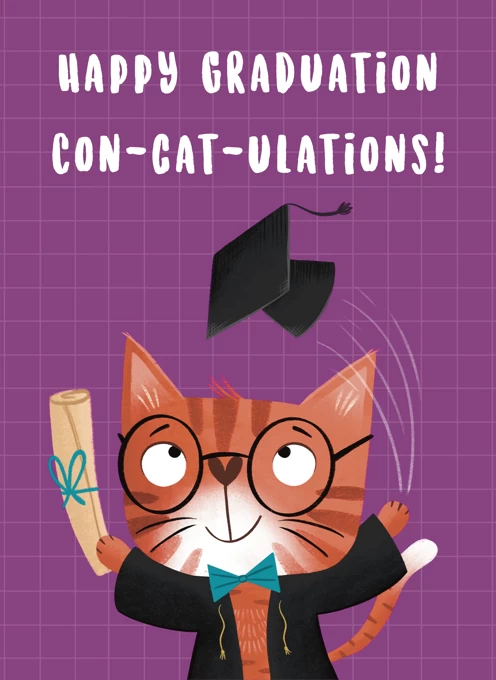 Con-cat-ulations Cat Graduation Card