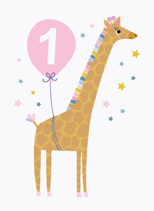 Giraffe Pink 1st Birthday