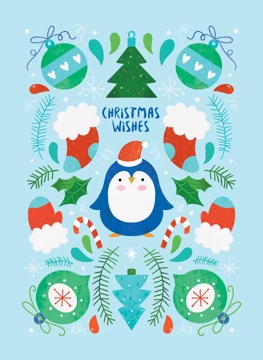 Christmas wishes and a cute penguin