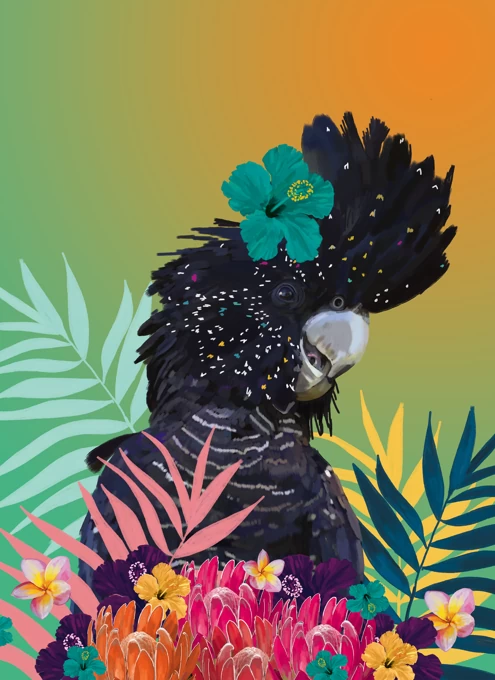 Botanical Black Cockatoo