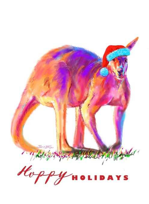 Santa Kangaroo - Hoppy Holidays Christmas Card