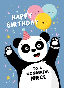 Party Panda Birthday Card Niece