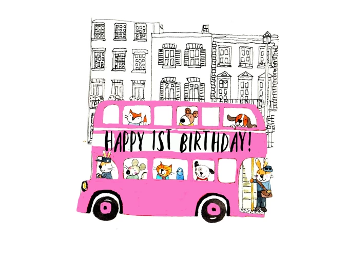 Pink 1st Birthday Bus