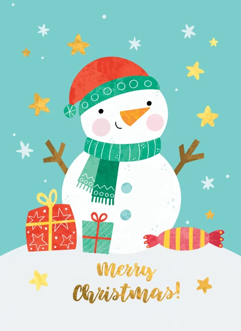 Merry Christmas Cute Snowman by Nastya Rizaeva Illustration & Pattern  Design