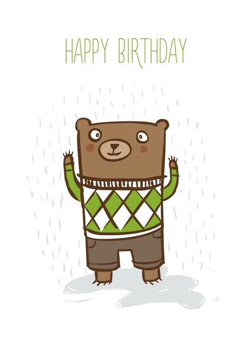 Square Bear Birthday Card
