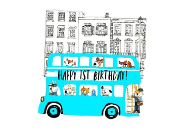 Blue 1st birthday bus