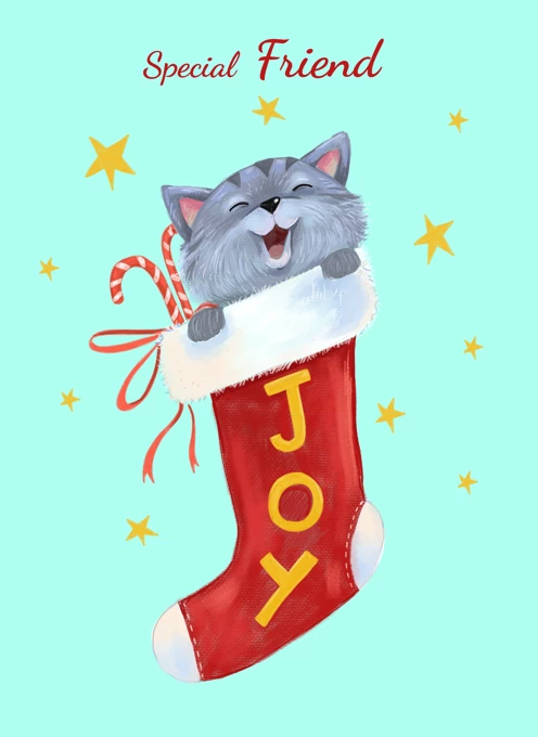 Friend Christmas Joy Kitten in Stocking