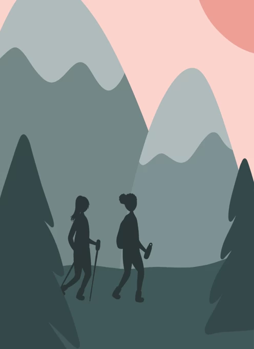 Mountain Walking Couple
