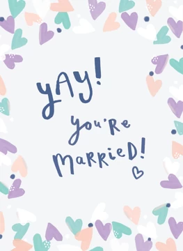 Sweet Confetti Heart Wedding Congratulations Card - Yay! You're Married!