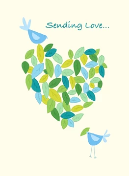 Sending Love Birds Leaf Heart