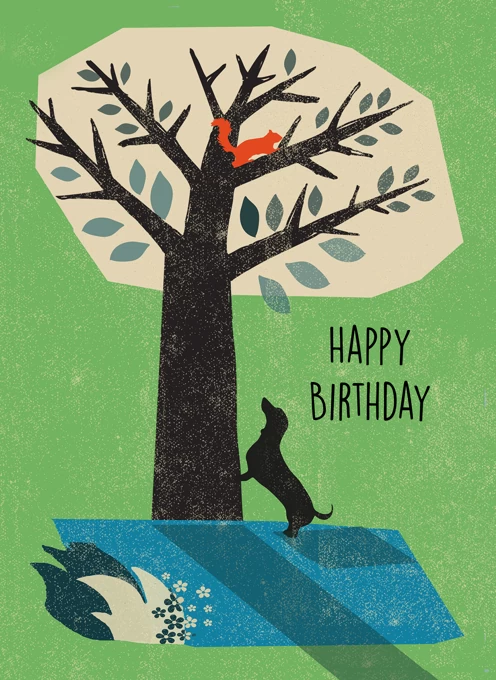 Dachshund Dog & Tree Card