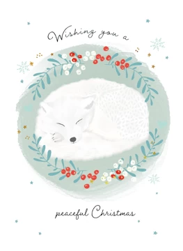 Peaceful Christmas Snow Fox Foiled Card