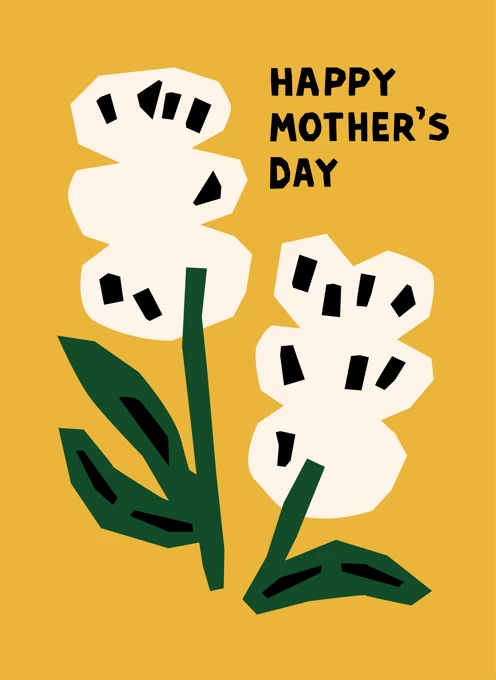 Happy Mother's Day Card with white Flowers