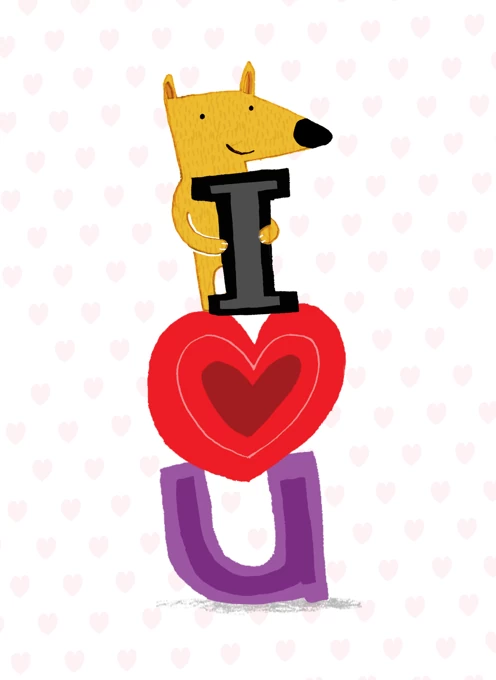 I Love You Dog Heart Design