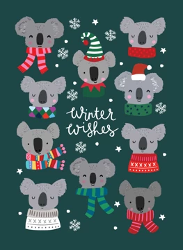 Koala Winter Wishes Christmas card