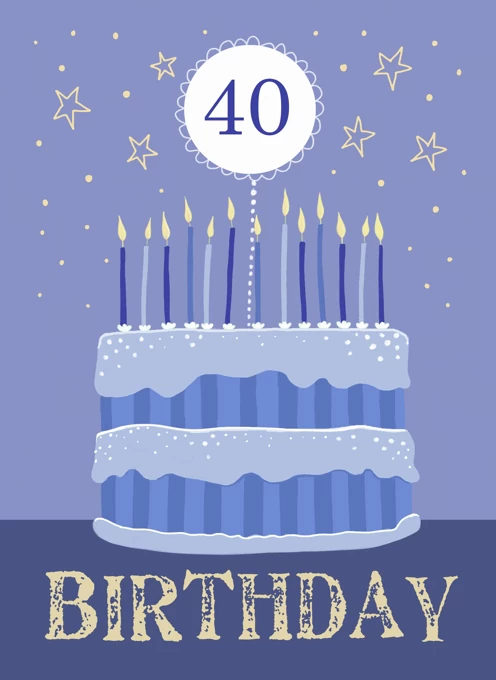 40th Birthday Modern Blue Cake