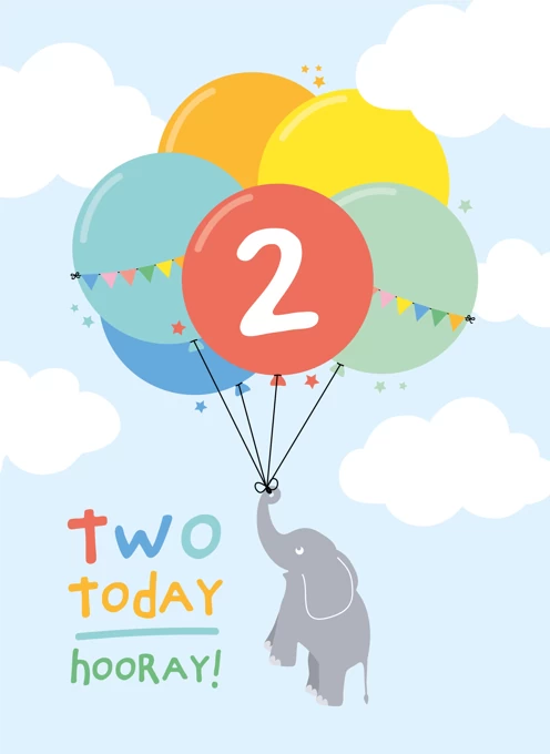 Balloon & Elephant 2nd Birthday by Macie Dot Doodles