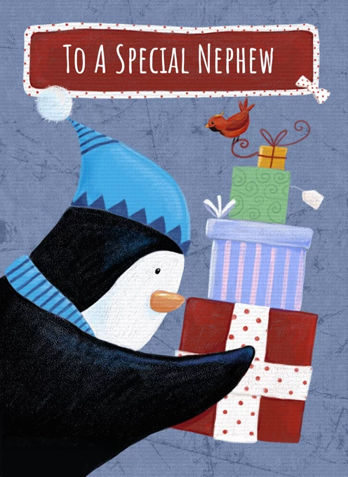 Nephew Christmas Penguin with Parcels
