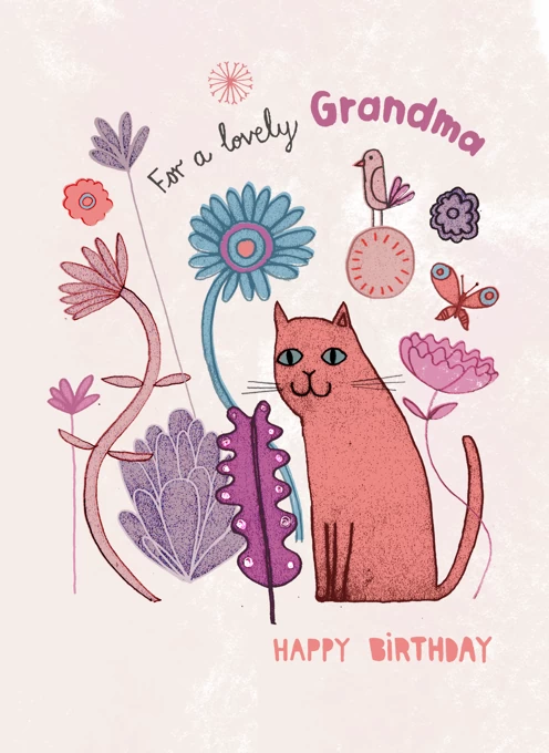 Lovely Grandma Nature Cat Birthday Design