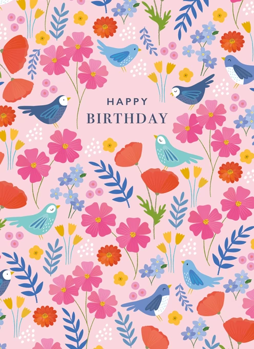 Bird and Floral pattern Birthday